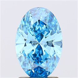 Picture of Lab Grown Diamond 1.76 Carats, Oval with  Cut, Fancy Vivid Blue Color, VS1 Clarity and Certified by IGI