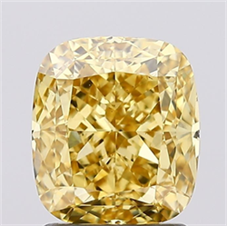 Picture of Lab Grown Diamond 1.90 Carats, CUSHION MODIFIED with  Cut, Fancy Vivid Yellow Color, VS2 Clarity and Certified by IGI