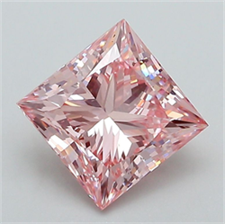 Picture of Lab Grown Diamond 2.01 Carats, Princess with  Cut, Fancy Intense Pink Color, VS2 Clarity and Certified by IGI