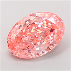 Picture of Lab Grown Diamond 2.77 Carats, Oval with  Cut, Fancy Vivid Pink Color, VVS2 Clarity and Certified by IGI