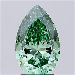 Picture of Lab Grown Diamond 3.00 Carats, Pear with  Cut, Fancy Vivid Green Color, VS2 Clarity and Certified by IGI