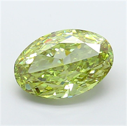 Picture of Lab Grown Diamond 5.02 Carats, Oval with  Cut, Fancy Vivid Green Color, VS1 Clarity and Certified by IGI