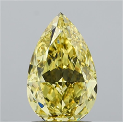 Picture of Lab Grown Diamond 1.59 Carats, Pear with  Cut, Fancy Intense Yellow Color, VVS2 Clarity and Certified by IGI