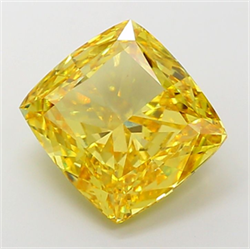 Picture of Lab Grown Diamond 10.11 Carats, CUSHION MODIFIED with  Cut, Fancy Vivid Yellow Color, VS1 Clarity and Certified by IGI