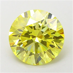 Picture of Lab Grown Diamond 1.41 Carats, Round with Ideal Cut, Fancy Intense Yellow Color, VS1 Clarity and Certified by IGI