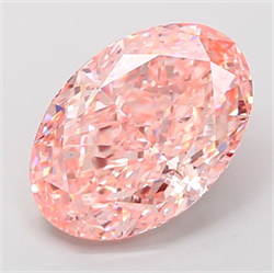 Picture of Lab Grown Diamond 4.03 Carats, Oval with  Cut, Fancy Vivid Pink Color, VS1 Clarity and Certified by IGI