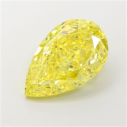 Picture of Lab Grown Diamond 5.09 Carats, Pear with  Cut, Fancy Vivid Yellow Color, VS1 Clarity and Certified by IGI