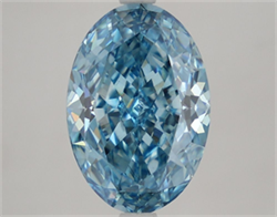 Picture of Lab Grown Diamond 3.86 Carats, Oval with  Cut, Fancy Vivid Blue Color, VS1 Clarity and Certified by IGI