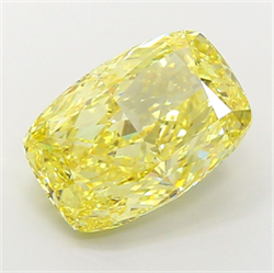 Picture of Lab Grown Diamond 10.10 Carats, CUSHION MODIFIED with  Cut, Fancy Intense Yellow Color, VS1 Clarity and Certified by IGI