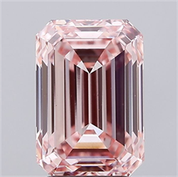 Picture of Lab Grown Diamond 3.28 Carats, Emerald with  Cut, Fancy Intense Pink Color, VS1 Clarity and Certified by IGI