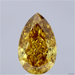 Picture of Lab Grown Diamond 4.86 Carats, Pear with  Cut, Fancy Intense Yellow Color, VS1 Clarity and Certified by IGI
