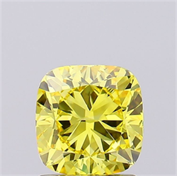 Picture of Lab Grown Diamond 1.38 Carats, Cushion with  Cut, Fancy Vivid Yellow Color, VVS2 Clarity and Certified by IGI
