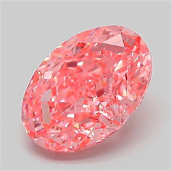 Picture of Lab Grown Diamond 2.10 Carats, Oval with  Cut, Fancy Vivid Pink Color, VVS2 Clarity and Certified by IGI