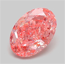 Picture of Lab Grown Diamond 2.14 Carats, Oval with  Cut, Fancy Vivid Pink Color, VVS2 Clarity and Certified by IGI
