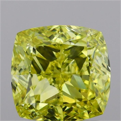 Picture of Lab Grown Diamond 1.54 Carats, CUSHION MODIFIED with  Cut, Fancy Intense Yellow Color, VS2 Clarity and Certified by IGI