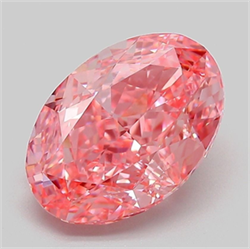 Picture of Lab Grown Diamond 3.09 Carats, Oval with  Cut, Fancy Vivid Pink Color, VVS2 Clarity and Certified by IGI