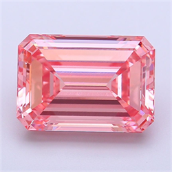 Picture of Lab Grown Diamond 5.21 Carats, Emerald with  Cut, Fancy Vivid Pink Color, VVS2 Clarity and Certified by IGI