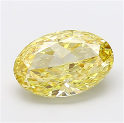 Picture of Lab Grown Diamond 4.34 Carats, Oval with  Cut, Fancy Intense Yellow Color, VS2 Clarity and Certified by IGI
