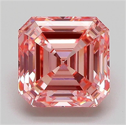 Picture of Lab Grown Diamond 3.10 Carats, Asscher with  Cut, Fancy Vivid Pink Color, VVS2 Clarity and Certified by IGI