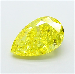 Picture of Lab Grown Diamond 2.64 Carats, Pear with  Cut, Fancy Vivid Yellow Color, VVS2 Clarity and Certified by IGI