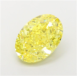 Picture of Lab Grown Diamond 5.10 Carats, Oval with  Cut, Fancy Vivid Yellow Color, VS2 Clarity and Certified by IGI