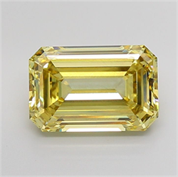 Picture of Lab Grown Diamond 6.13 Carats, Emerald with  Cut, Fancy Intense Yellow Color, VS2 Clarity and Certified by IGI