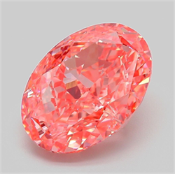 Picture of Lab Grown Diamond 5.52 Carats, Oval with  Cut, Fancy Vivid Pink Color, VVS2 Clarity and Certified by IGI