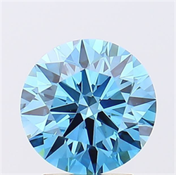 Picture of Lab Grown Diamond 2.63 Carats, Round with Ideal Cut, Fancy Vivid Blue Color, VS1 Clarity and Certified by IGI