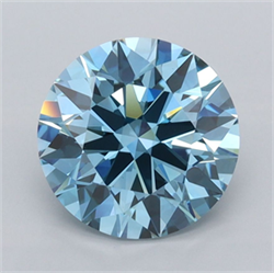 Picture of Lab Grown Diamond 2.50 Carats, Round with Ideal Cut, Fancy Vivid Blue Color, VVS2 Clarity and Certified by IGI