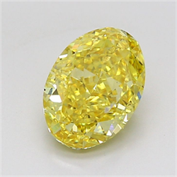 Picture of Lab Grown Diamond 2.01 Carats, Oval with  Cut, Fancy Intense Yellow Color, VS2 Clarity and Certified by IGI