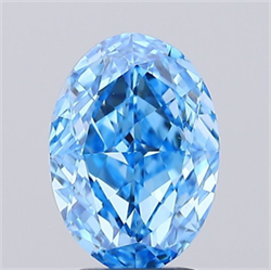 Picture of Lab Grown Diamond 1.38 Carats, Oval with  Cut, Fancy Vivid Blue Color, VVS2 Clarity and Certified by IGI