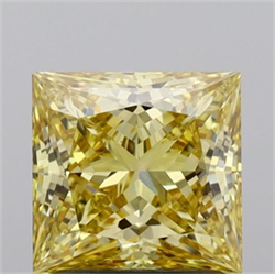 Picture of Lab Grown Diamond 1.59 Carats, Princess with  Cut, Fancy Intense Yellow Color, VS1 Clarity and Certified by IGI