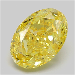 Picture of Lab Grown Diamond 3.16 Carats, Oval with  Cut, Fancy Vivid Yellow Color, VVS2 Clarity and Certified by IGI