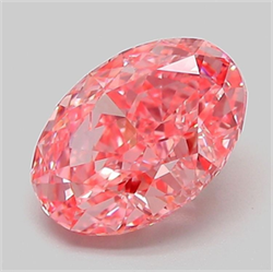 Picture of Lab Grown Diamond 2.09 Carats, Oval with  Cut, Fancy Vivid Pink Color, VVS2 Clarity and Certified by IGI