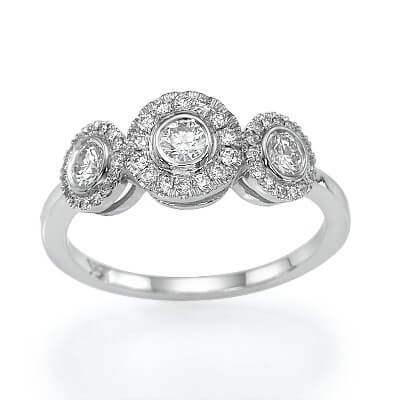 Three halos diamond ring