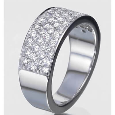 Anillo de boda de 1 quilate con cuatro filas de diamantes en engaste Pavé