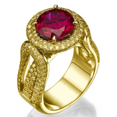 1.90 carat diamonds and Corundum Cocktail ring 