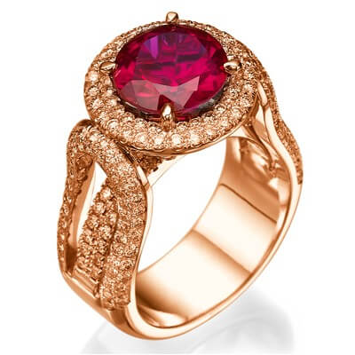 1.90 carat diamonds and Corundum Cocktail ring 