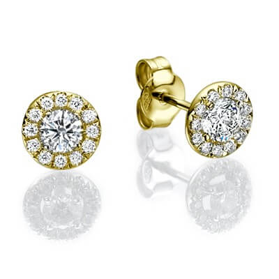 Pendientes de Halo de diamantes, diamantes laterales de 0,25 Ct.