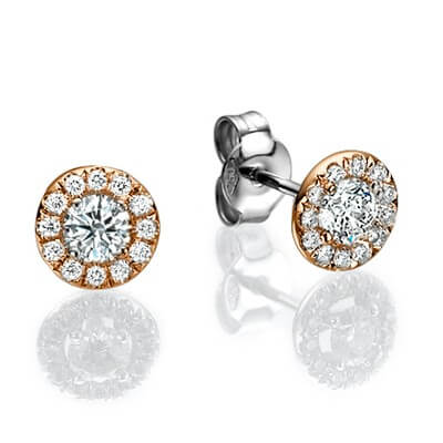 Pendientes de Halo de diamantes, diamantes laterales de 0,25 Ct.