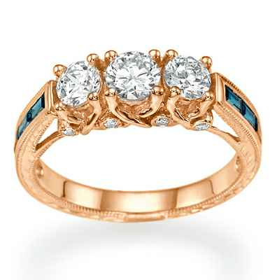 Three diamonds Vintage style ring