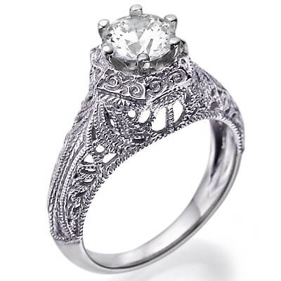 Unique Vintage Filigree style engagement ring