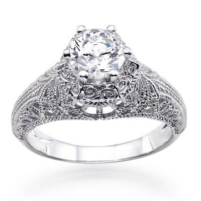 Unique Vintage Filigree style engagement ring