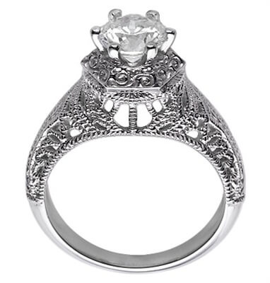 Unique Vintage Filigree style engagement ring