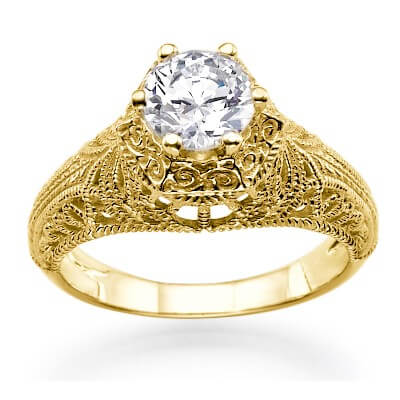 Unique Vintage Filigree style engagement ring