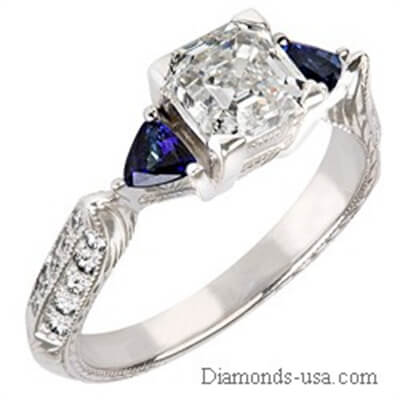 Vintage engagement ring, diamonds & Sapphires