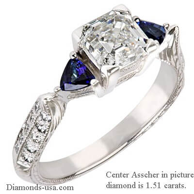 Vintage engagement ring, diamonds & Sapphires