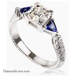 Picture of Vintage engagement ring, diamonds & Sapphires