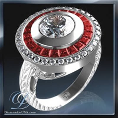 Réplica de anillo de compromiso de estilo Vintage, rubíes rojos