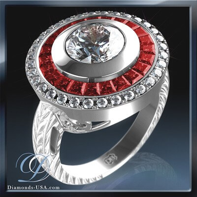 Vitage engagement ring Replica,  red Rubies